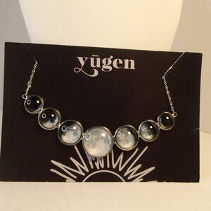 Necklace - Yugen Phases of the Moon Silver Tone Necklace
